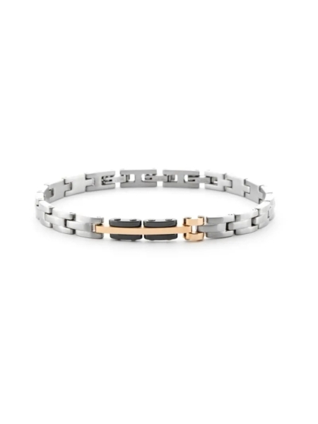 Acquista ora bracciale maglia a link con dettagli neri e gold rose su elefantebianco.jewelry