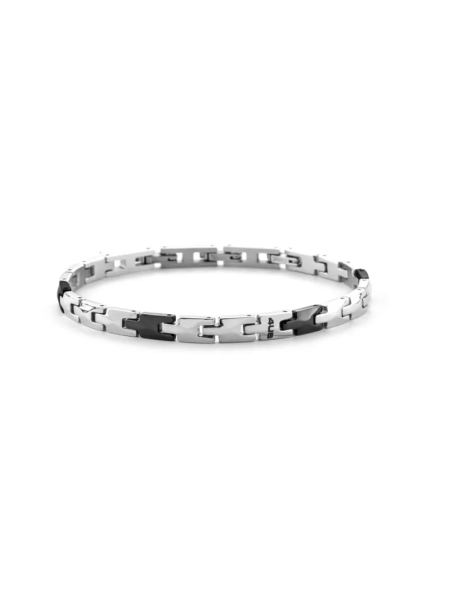 Acquista ora bracciale maglia a link argento e nera su elefantebianco.jewelry
