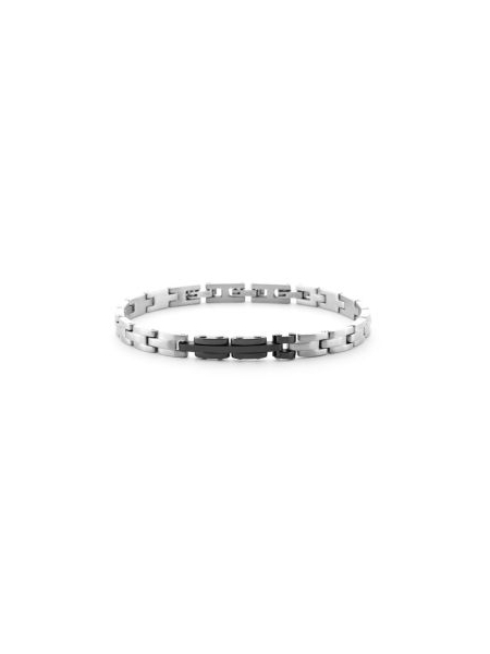 Acquista ora bracciale con maglia a link e dettaglio nero su elefantebianco.jewelry