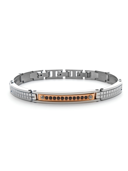 Acquista ora bracciale con targa rose gold e zirconi neri su elefantebianco.jewelry