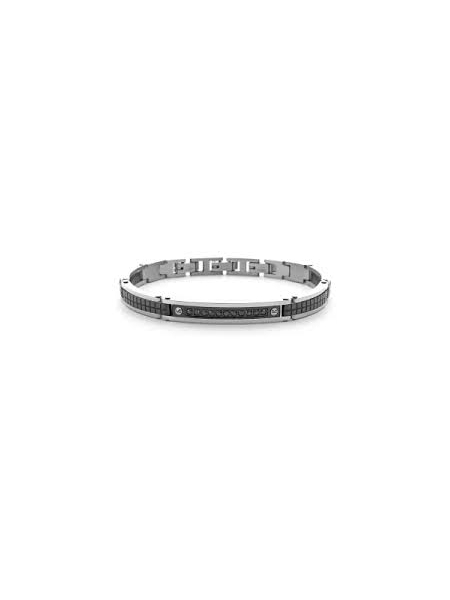 Acquista ora bracciale con targa nera e zirconi neri su elefantebianco.jewelry