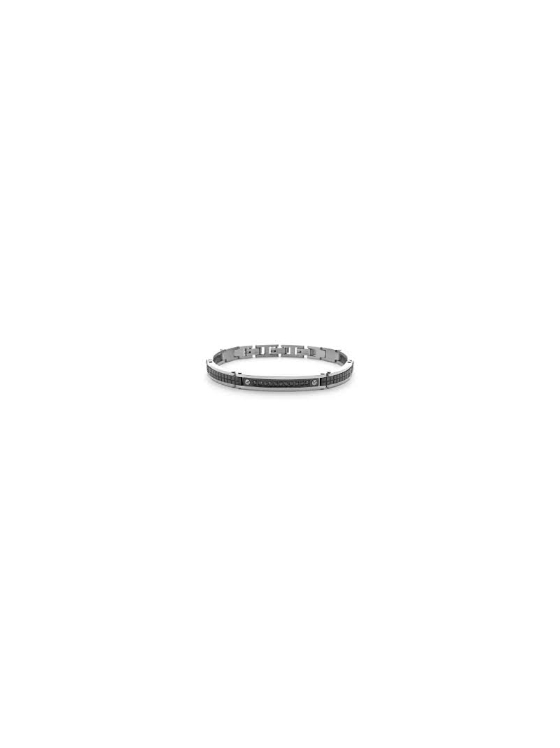 Acquista ora bracciale con targa nera e zirconi neri su elefantebianco.jewelry