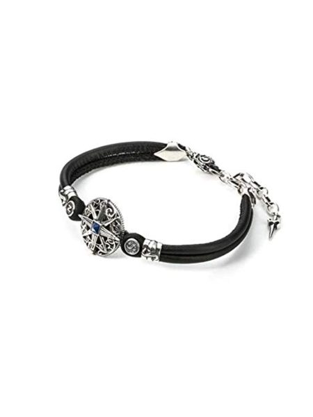Acquista ora bracciale in corda con rosa dei venti e zircone blu su elefantebianco.jewelry