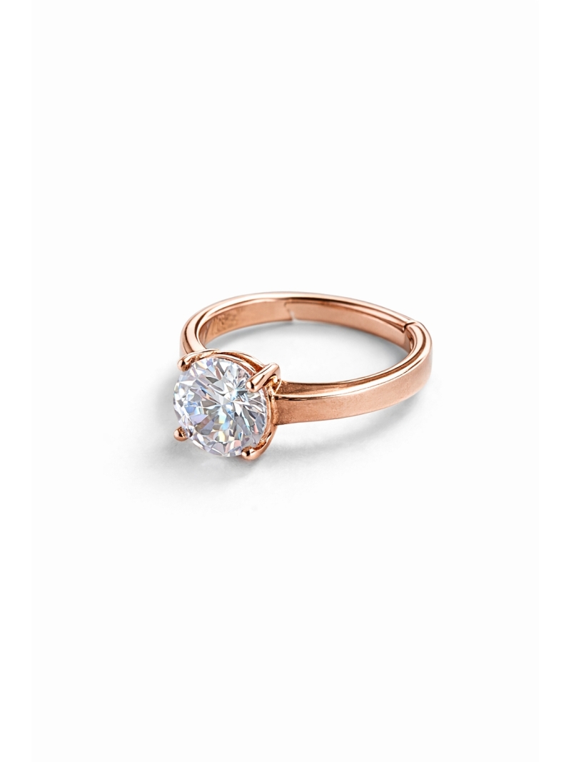 Acquista ora anello solitario base rose gold pietra bianca su elefantebianco.jewelry