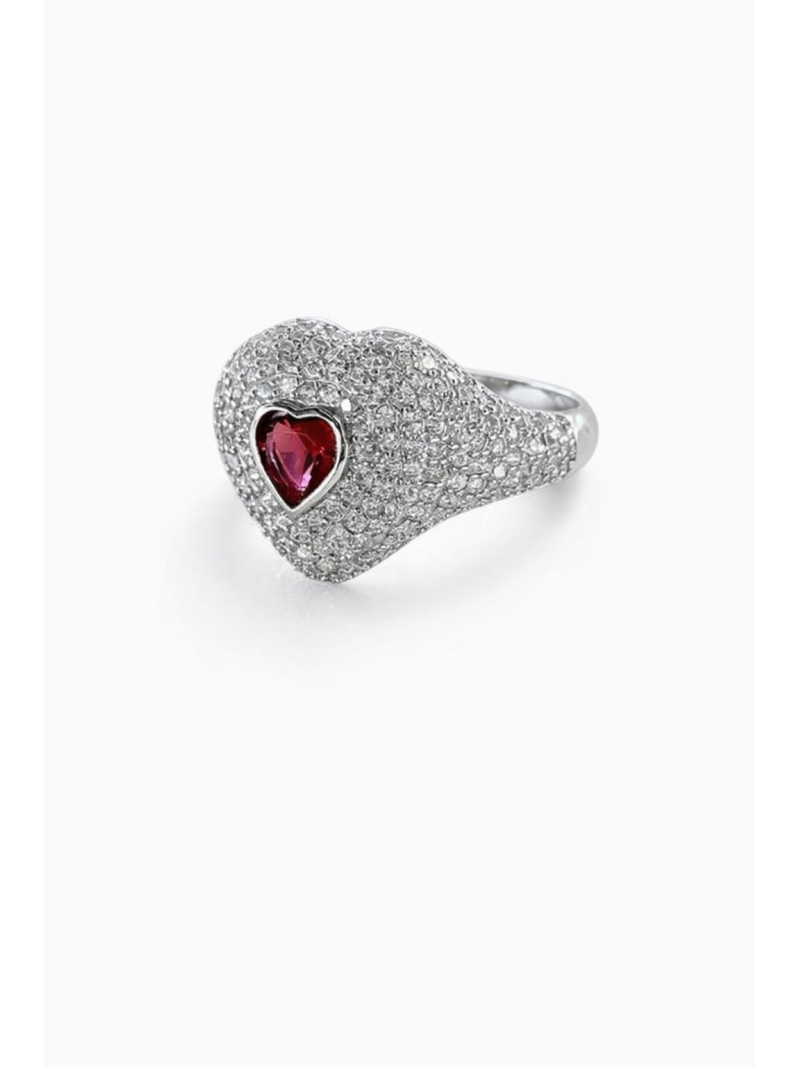 Acquista ora anello chavalier cuore zirconato e pietra rossa su elefantebianco.jewelry