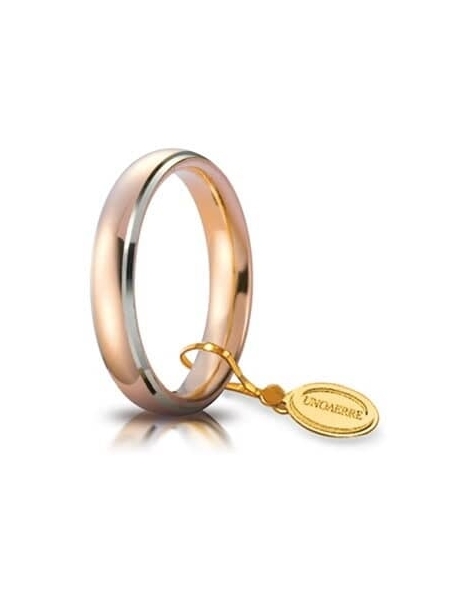 Acquista ora fede comoda oro rosa 18kt con bordi bianchi rodiati ( 4 mmm ) su elefantebianco.jewelry