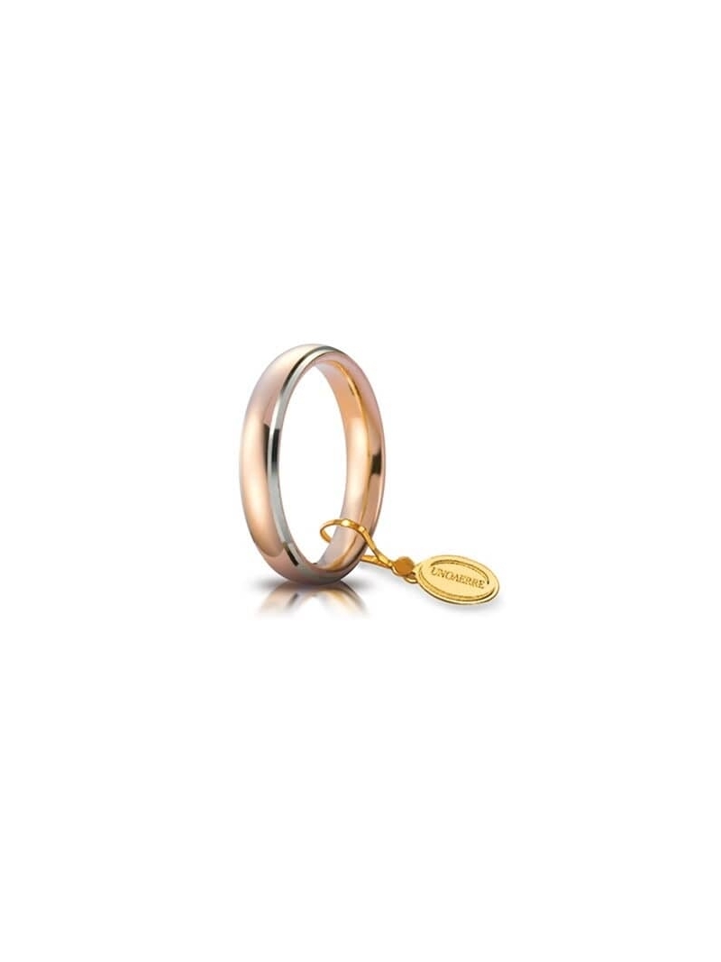 Acquista ora fede comoda oro rosa 18kt con bordi bianchi rodiati ( 4 mmm ) su elefantebianco.jewelry