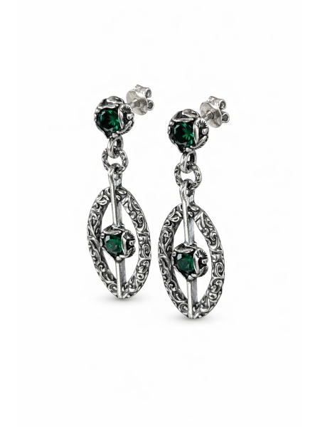 Acquista ora orecchino pendente con zircone verde su elefantebianco.jewelry
