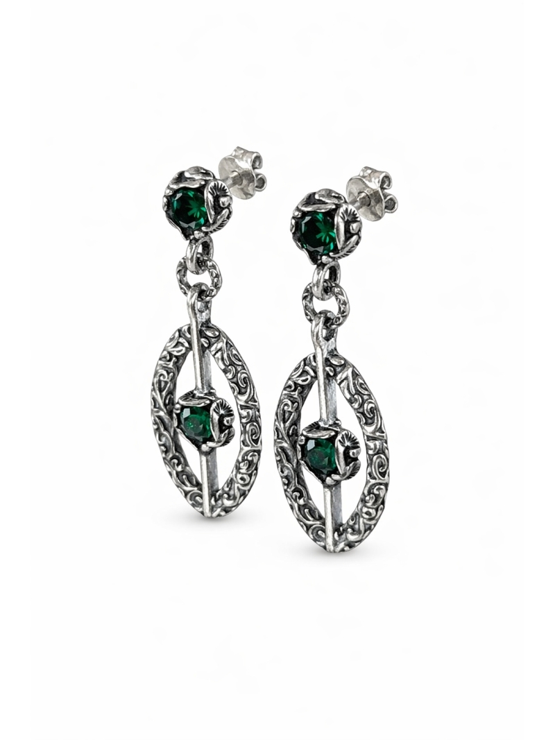 Acquista ora orecchino pendente con zircone verde su elefantebianco.jewelry