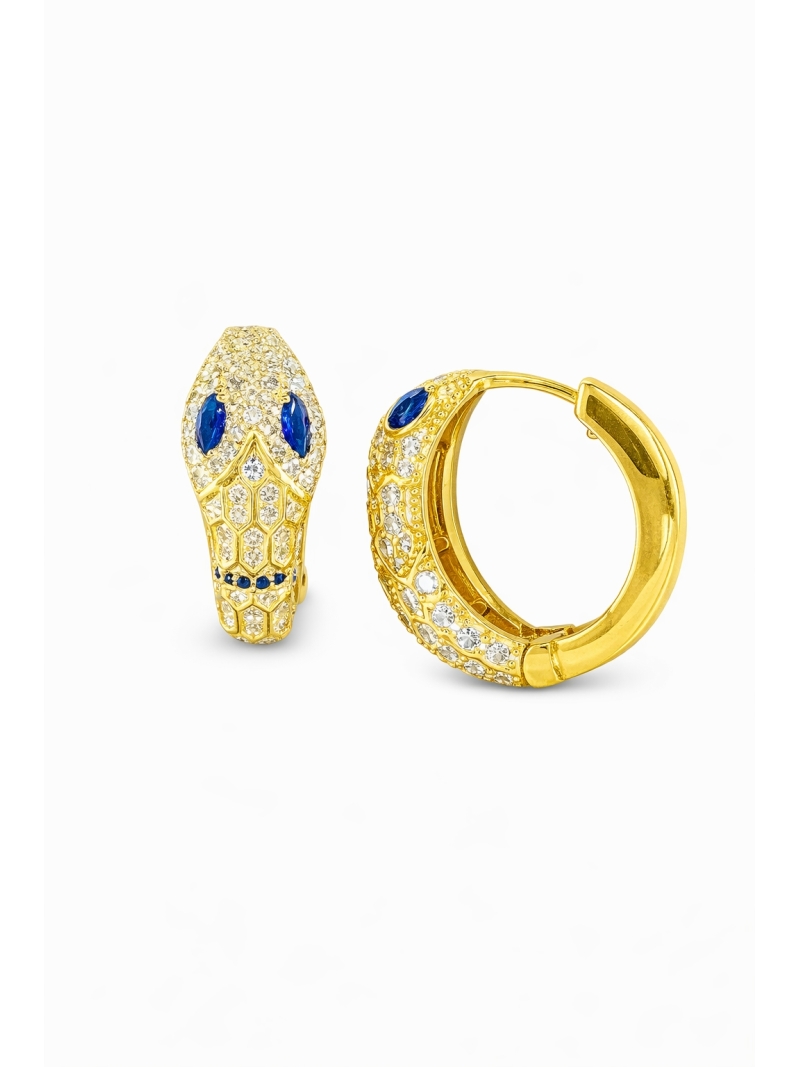 Acquista ora cerchi serpente gold zirconi blu su elefantebianco.jewelry