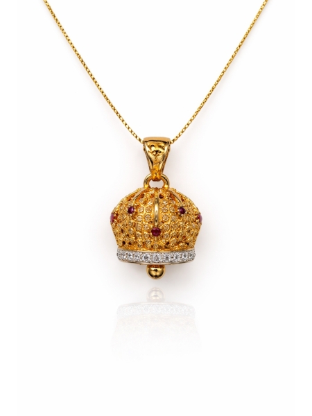 Acquista ora collana campanella zirconata oro e blu capri su elefantebianco.jewelry