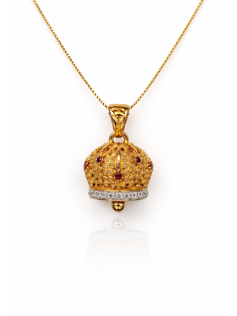 Acquista ora collana campanella zirconata oro e blu capri su elefantebianco.jewelry