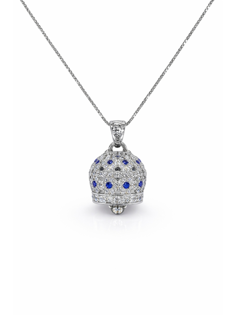 Acquista ora collana campanella zirconata bianca e blu capri su elefantebianco.jewelry