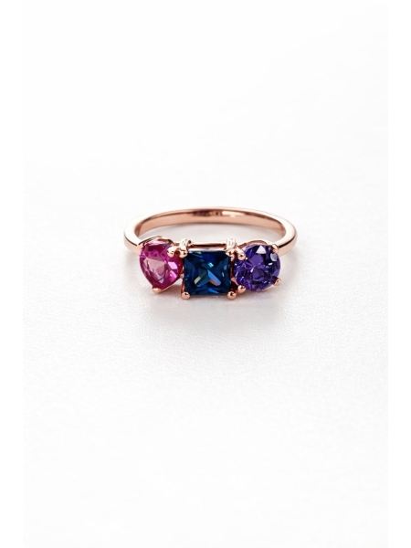 Acquista ora anello forme rosa lilla e blu su elefantebianco.jewelry