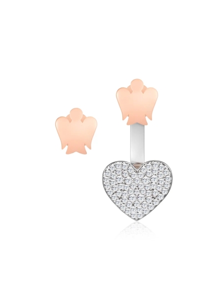 Acquista ora Orecchini con cuore pavé e angelo su elefantebianco.jewelry
