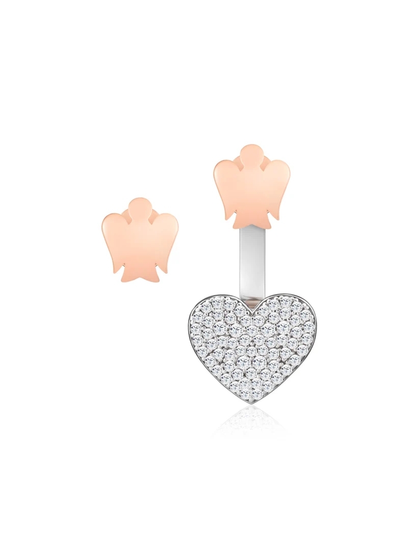 Acquista ora Orecchini con cuore pavé e angelo su elefantebianco.jewelry
