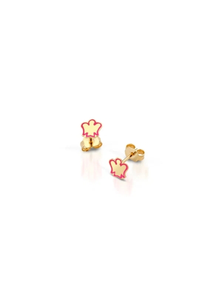 Acquista ora Orecchini bimba con angelo e smalto rosa oro 9kt su elefantebianco.jewelry