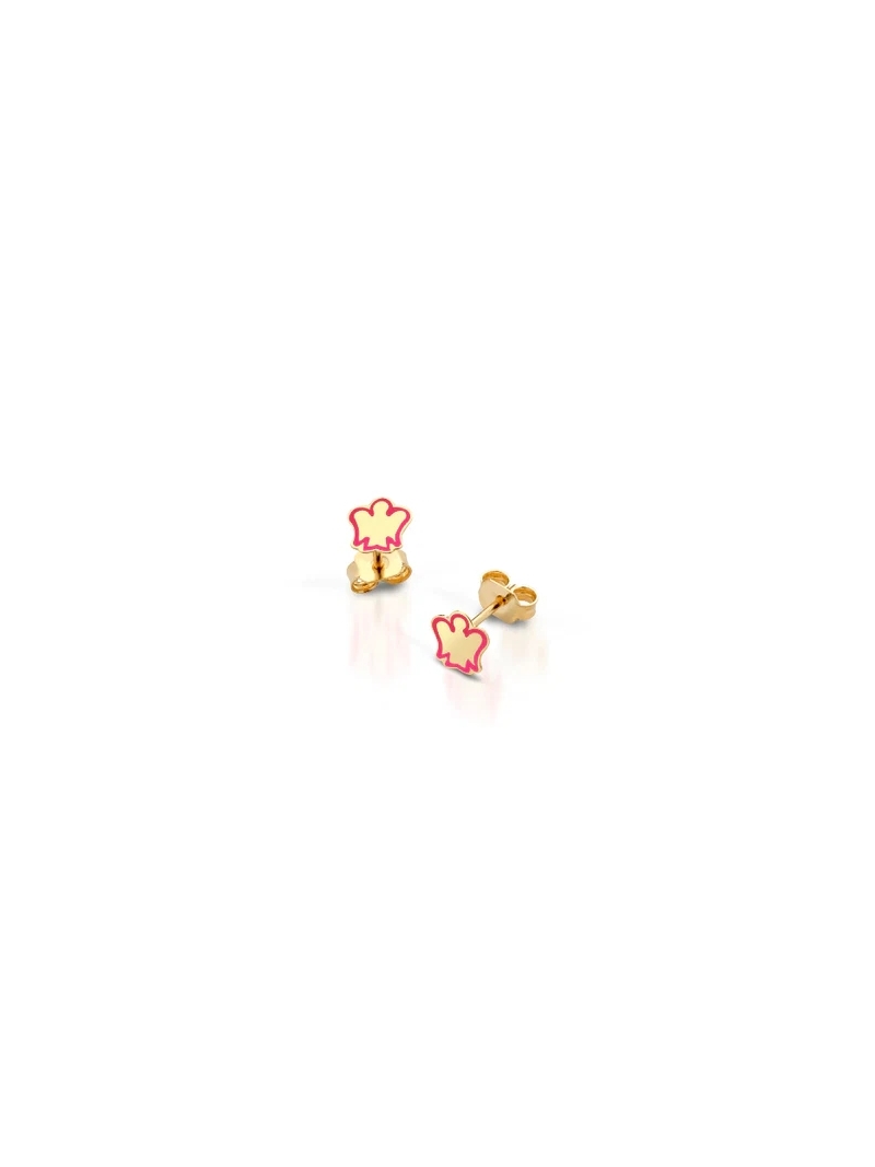 Acquista ora Orecchini bimba con angelo e smalto rosa oro 9kt su elefantebianco.jewelry