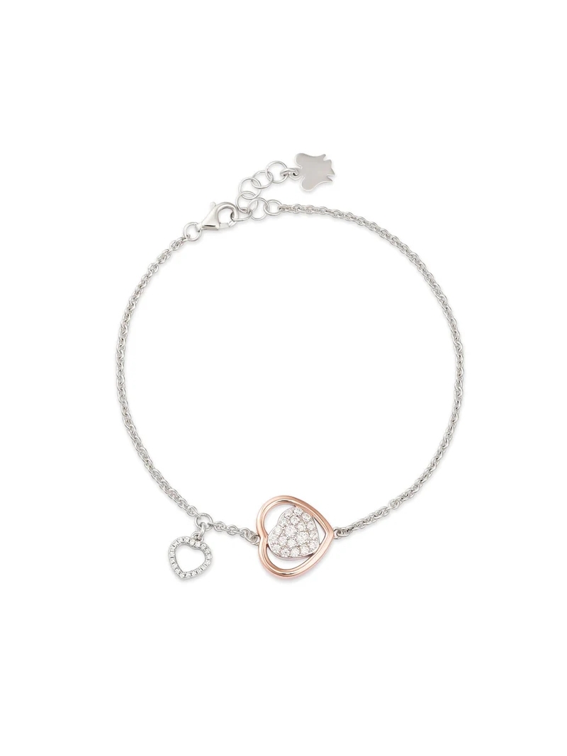 Acquista ora Bracciale trilogia con cuore charm traforato su elefantebianco.jewelry