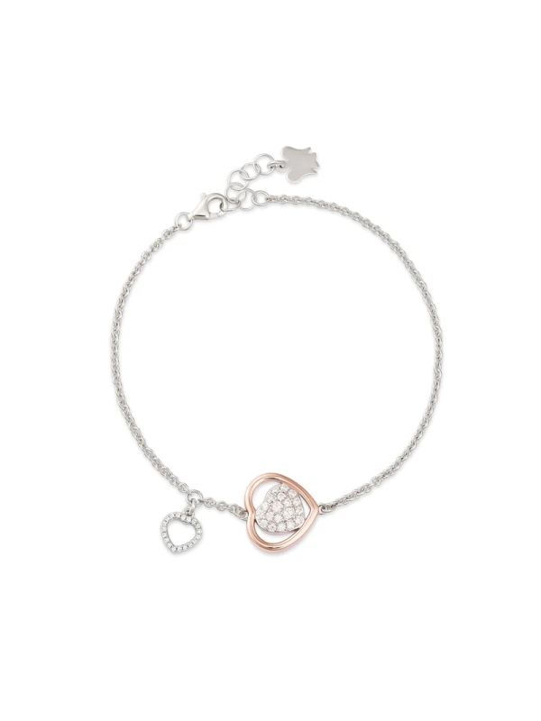 Acquista ora Bracciale trilogia con cuore charm traforato su elefantebianco.jewelry