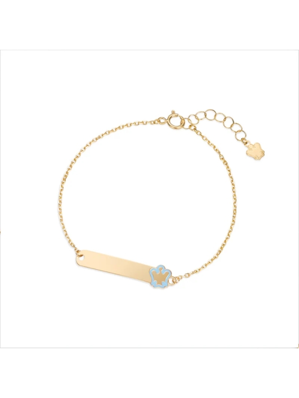 Acquista ora Bracciale bambino con targhetta e angelo azzurro oro 9kt su elefantebianco.jewelry