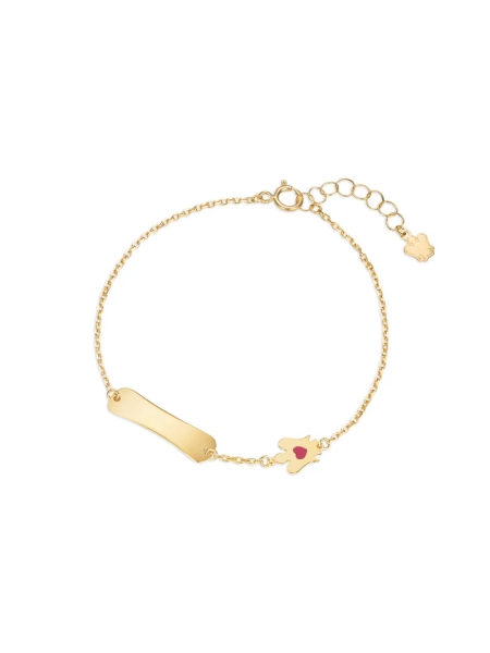 Acquista ora Bracciale bambina con targhetta e angelo oro 9kt su elefantebianco.jewelry