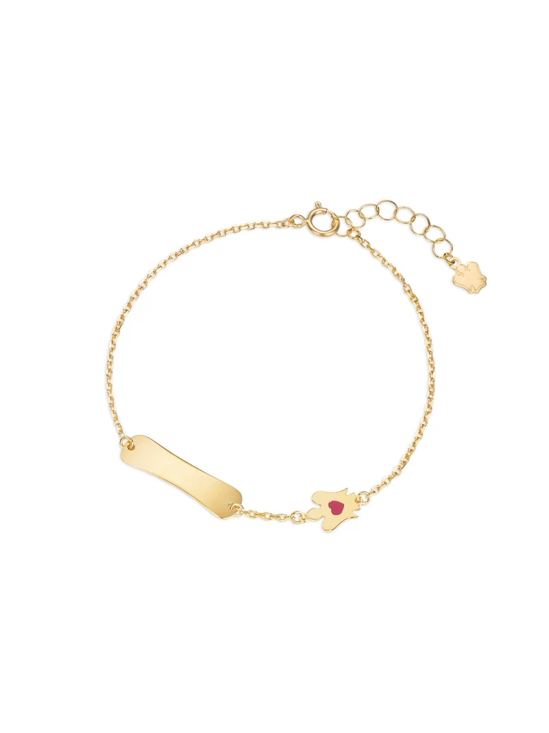 Acquista ora Bracciale bambina con targhetta e angelo oro 9kt su elefantebianco.jewelry