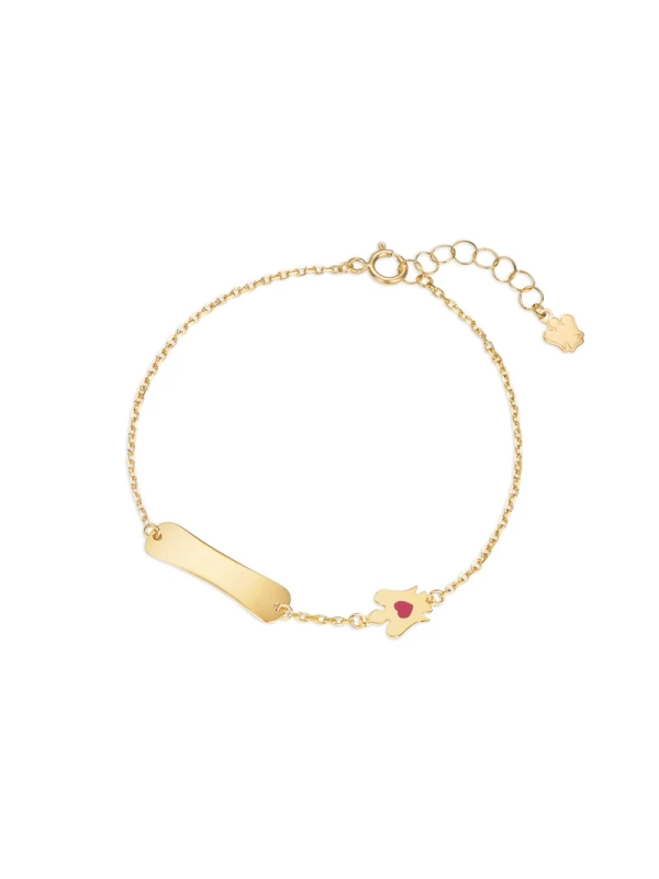Acquista ora Bracciale bambina con targhetta e angelo oro 9kt su elefantebianco.jewelry