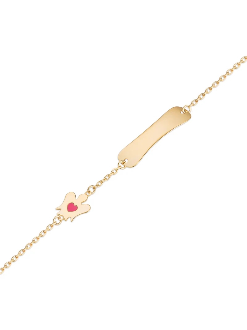 Acquista ora Bracciale bambina con targhetta e angelo oro 9kt su elefantebianco.jewelry