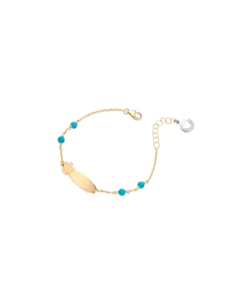 Acquista ora Bracciale bimba o bimbo con piastrina angelo e coralli turchese oro 9kt su elefantebianco.jewelry