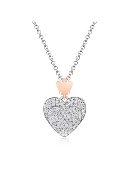 Acquista ora Collana con pendente doppio cuore su elefantebianco.jewelry