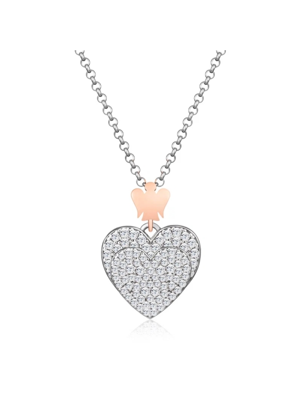 Acquista ora Collana con pendente doppio cuore su elefantebianco.jewelry