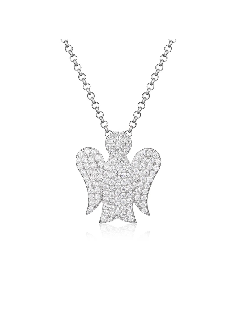 Acquista ora Collana con Angelo in Argento e Zirconi su elefantebianco.jewelry