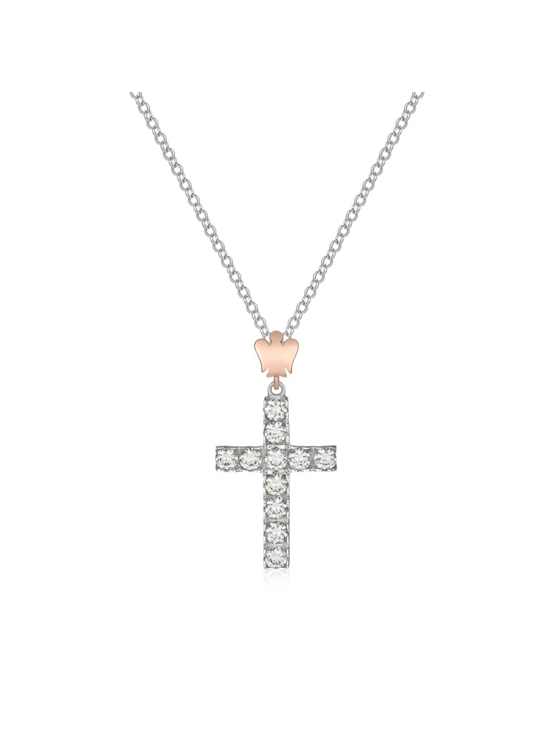 Acquista ora Collana croce in argento e angelo su elefantebianco.jewelry