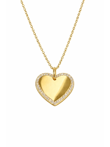 Acquista ora collana cuore contorno zirconato gold (incisione omaggio) su elefantebianco.jewelry