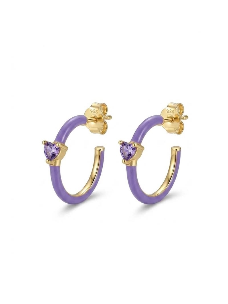 Acquista ora semicerchi smalto lilla e cuore su elefantebianco.jewelry