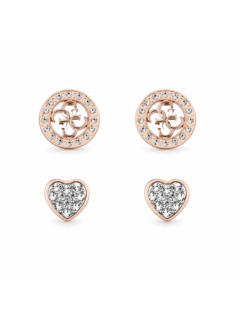 Acquista ora orecchini doppia coppia logo e cuore zirconato su elefantebianco.jewelry