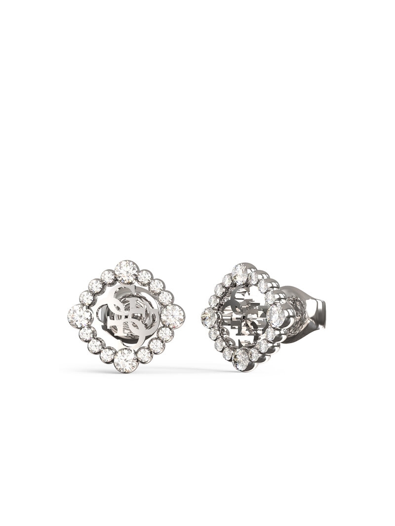 Acquista ora orecchini tondi zirconati con logo traforato su elefantebianco.jewelry
