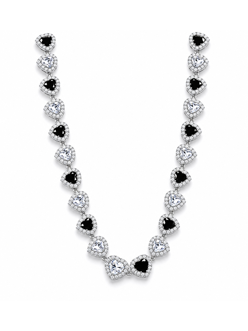 Acquista ora collana tutti cuori nero e grigio su elefantebianco.jewelry