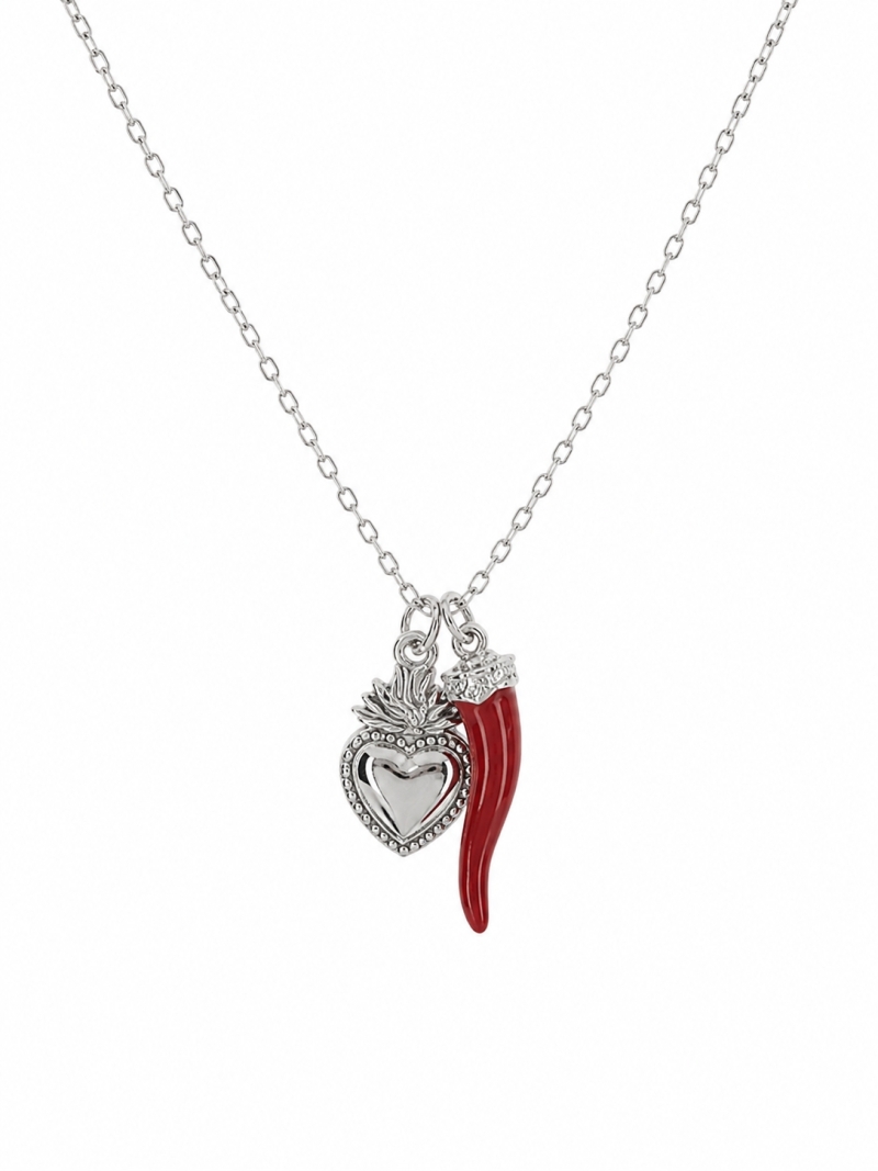 Acquista ora collana corno e cuore sacro su elefantebianco.jewelry