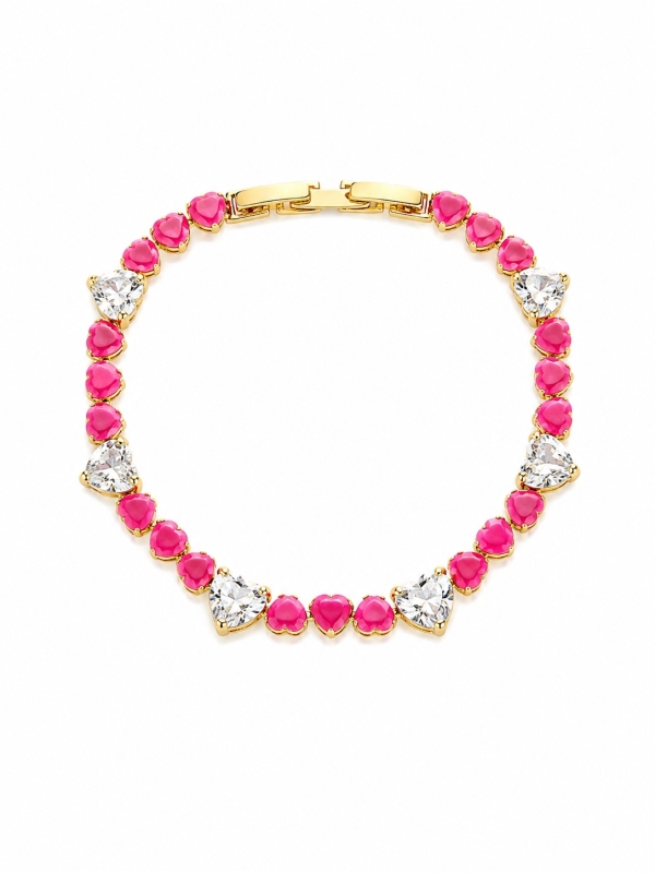Acquista ora bracciale tutti cuori smaltati con zirconi cuore su elefantebianco.jewelry