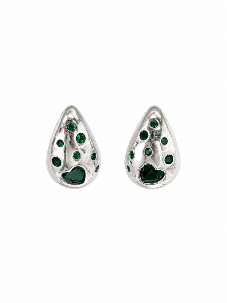Acquista ora orecchini goccia punti luce e cuore verde su elefantebianco.jewelry