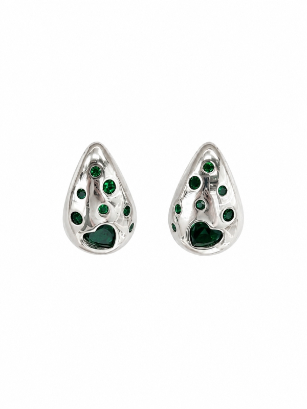 Acquista ora orecchini goccia punti luce e cuore verde su elefantebianco.jewelry