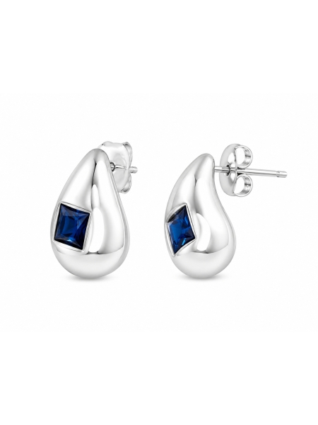 Acquista ora orecchini goccia con zircone quadrato blu su elefantebianco.jewelry 2