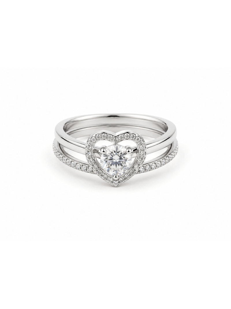 Acquista ora anello con punto luce e cuore vuoto su elefantebianco.jewelry