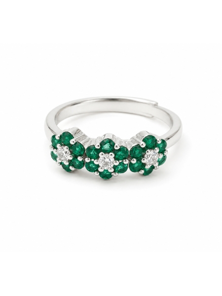 Acquista ora anello tre fiori verde su elefantebianco.jewelry