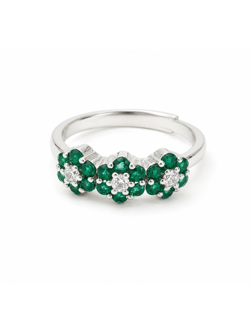 Acquista ora anello tre fiori verde su elefantebianco.jewelry