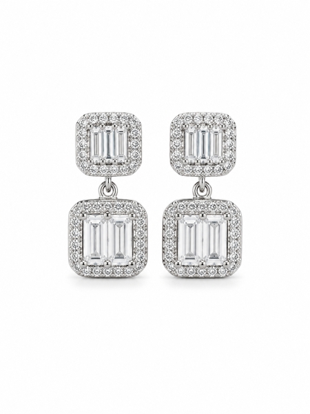 Acquista ora orecchini quadrato baguette su elefantebianco.jewelry