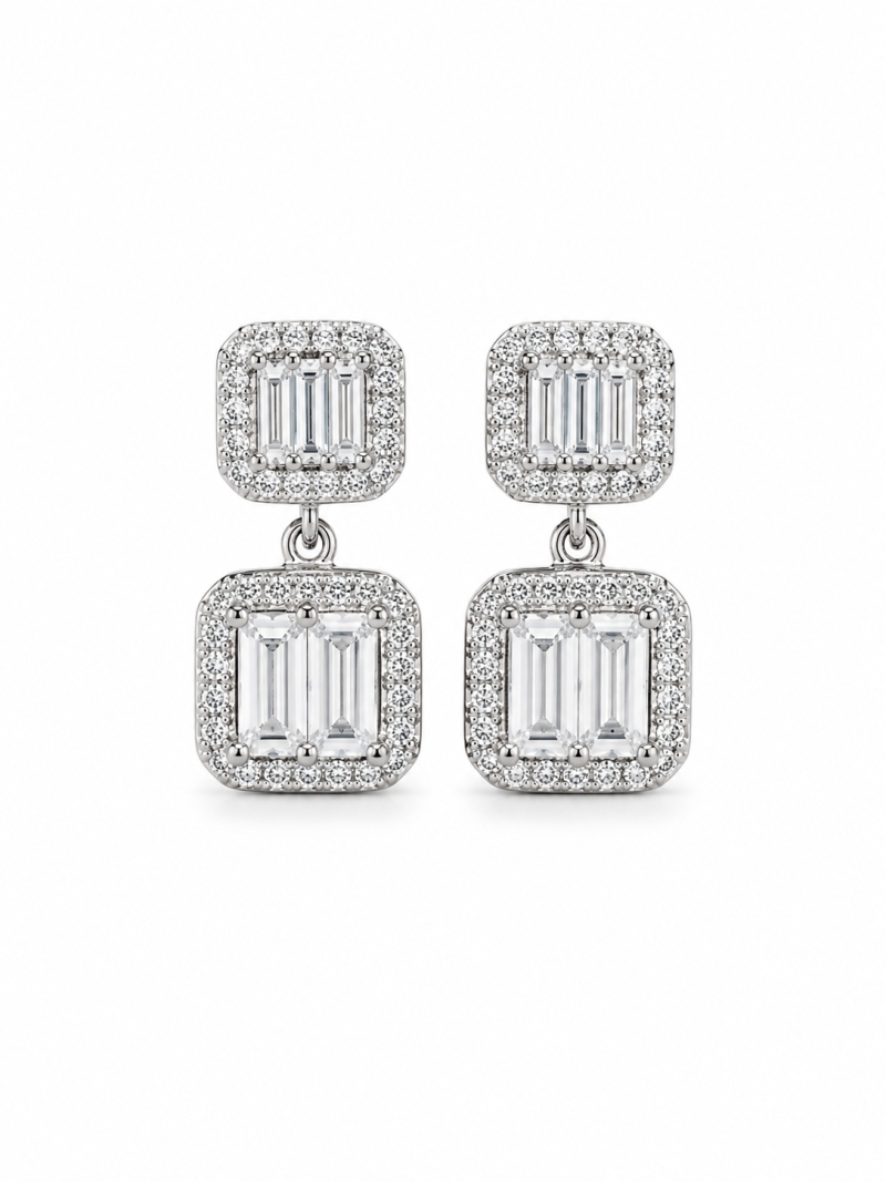 Acquista ora orecchini quadrato baguette su elefantebianco.jewelry