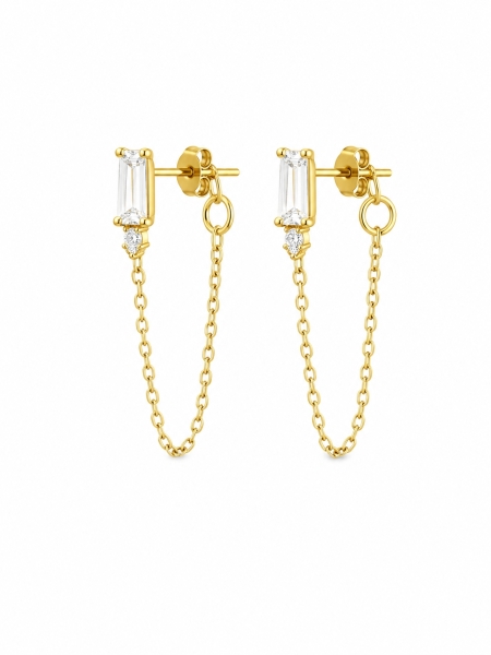 Acquista ora orecchino baguette con catena su elefantebianco.jewelry